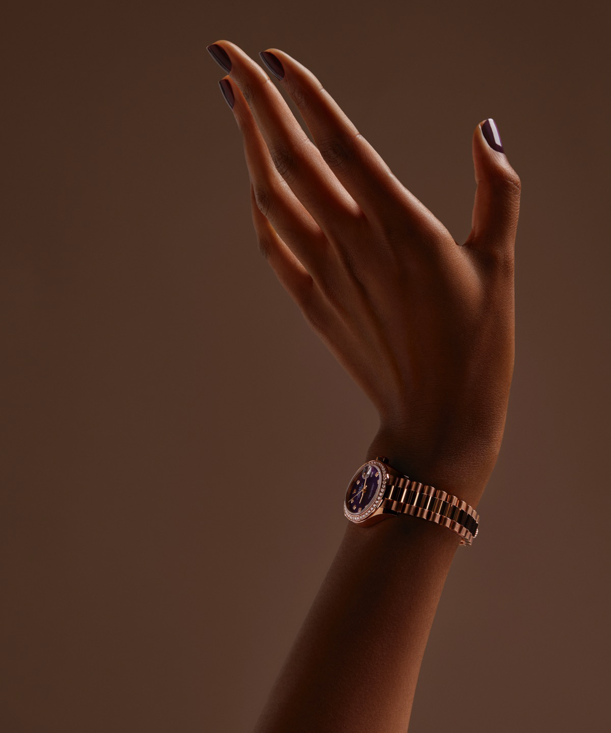 Rolex Lady-Datejust Oyster, Everose gold and diamonds