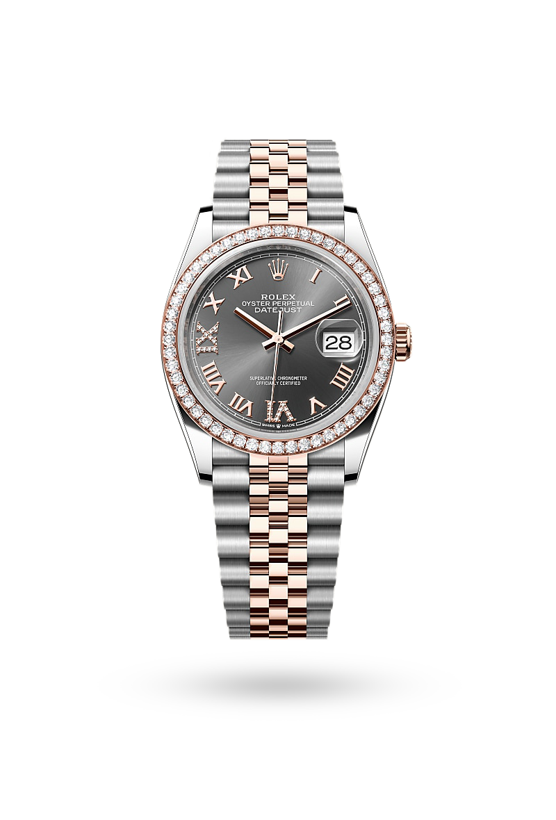 Rolex Datejust 36 - Oyster, 36 mm, Oystersteel, Everose gold and diamonds
