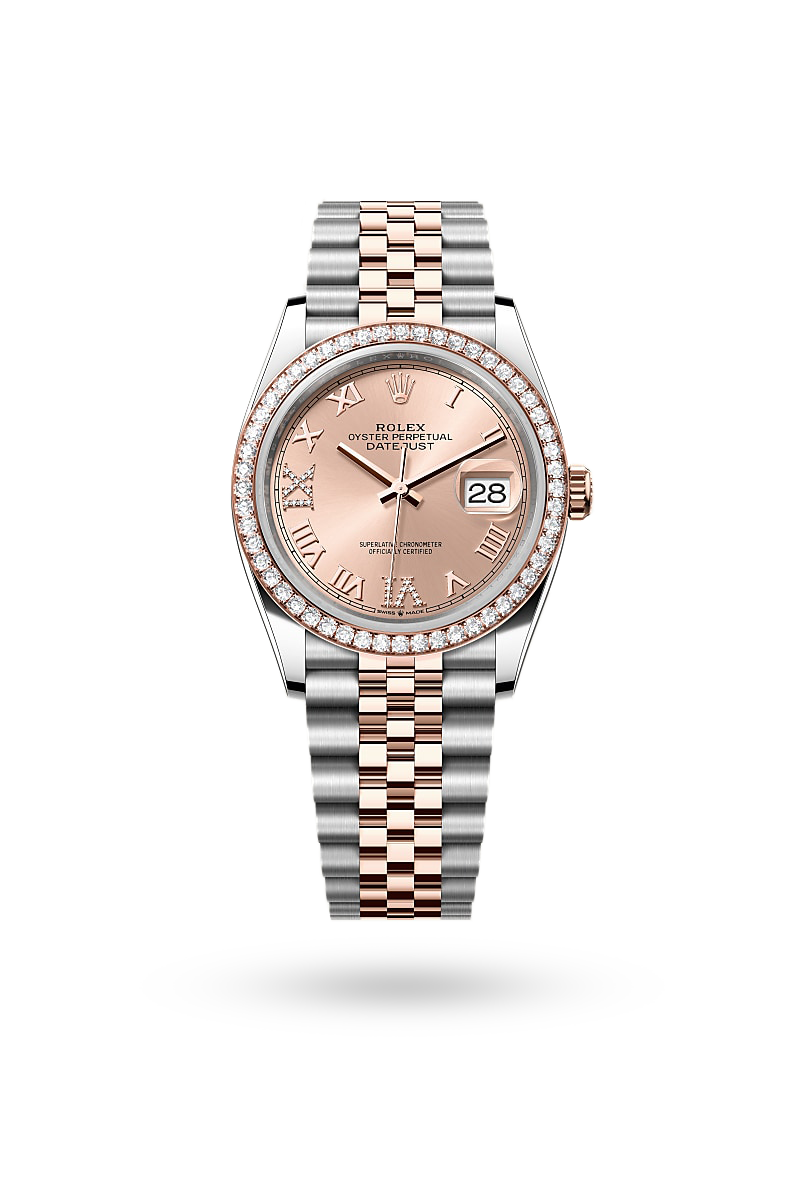 Rolex Datejust 36 - Oyster, 36 mm, Oystersteel, Everose gold and diamonds