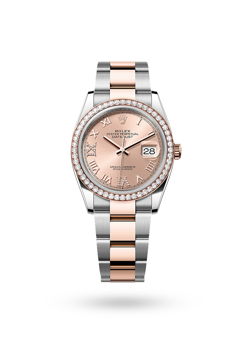 Rolex Datejust 36 - Oyster, 36 mm, Oystersteel, Everose gold and diamonds
