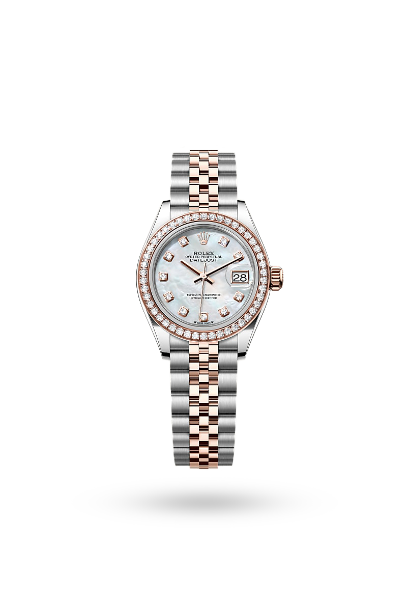 Rolex Lady-Datejust - Oyster, 28 mm, Oystersteel, Everose gold and diamonds